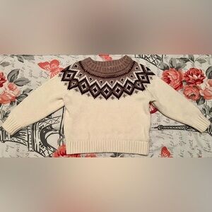 Toddler Boy’s Old Navy Cream and Brown Fair Isle Winter Sweater SZ 18-24 months